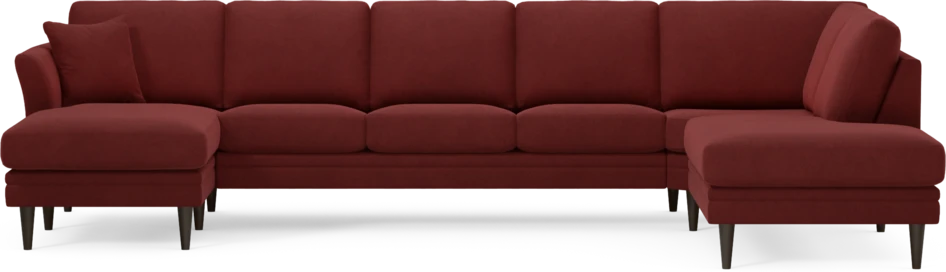 Eden - 3-sits soffa med schäslong vänster och divan höger - Röd