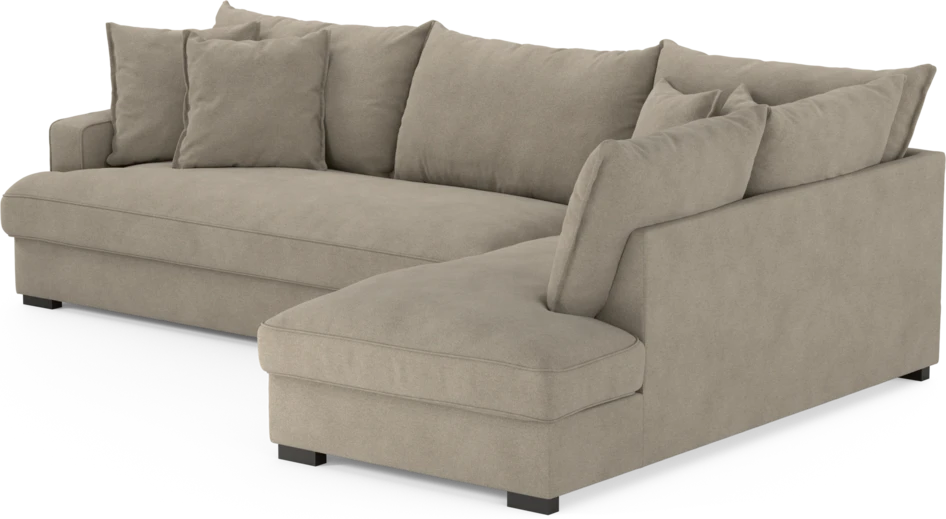 Mila - 3-sits soffa med divan höger, hel dyna - Beige
