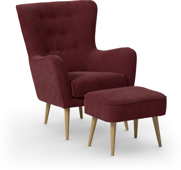 Cordelia - Fåtölj med fotpall - Rosa