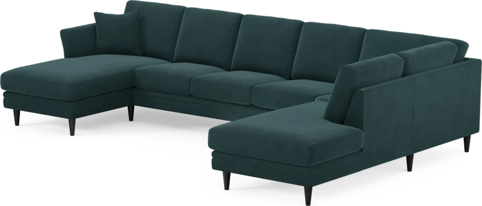 Eden - 3-sits soffa med schäslong vänster och divan höger - Blå
