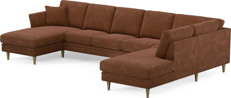 Eden - 3-sits soffa med schäslong vänster och divan höger - Orange