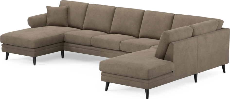 Eden - 3-sits soffa med schäslong vänster och divan höger - Brun