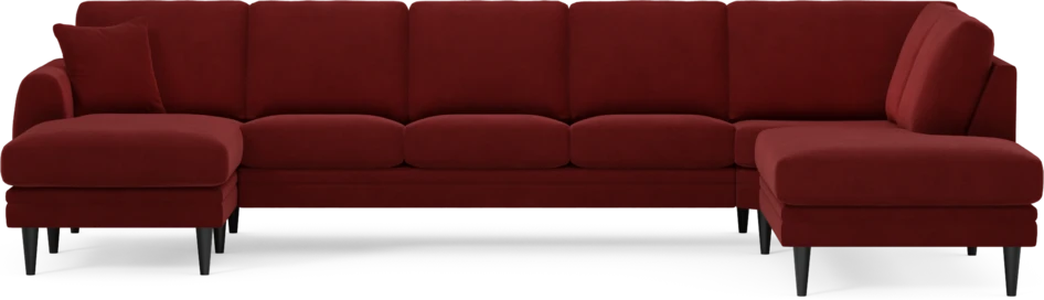 Eden - 3-sits soffa med schäslong vänster och divan höger - Röd