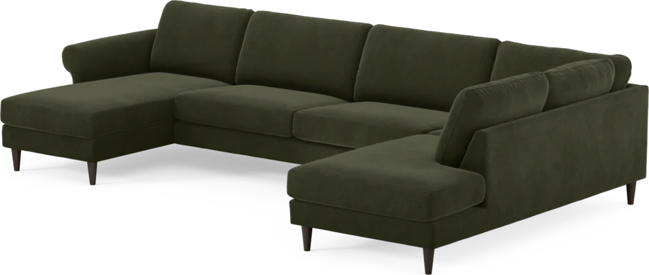 Bridge - 3-sits soffa med schäslong vänster och divan höger - Grön