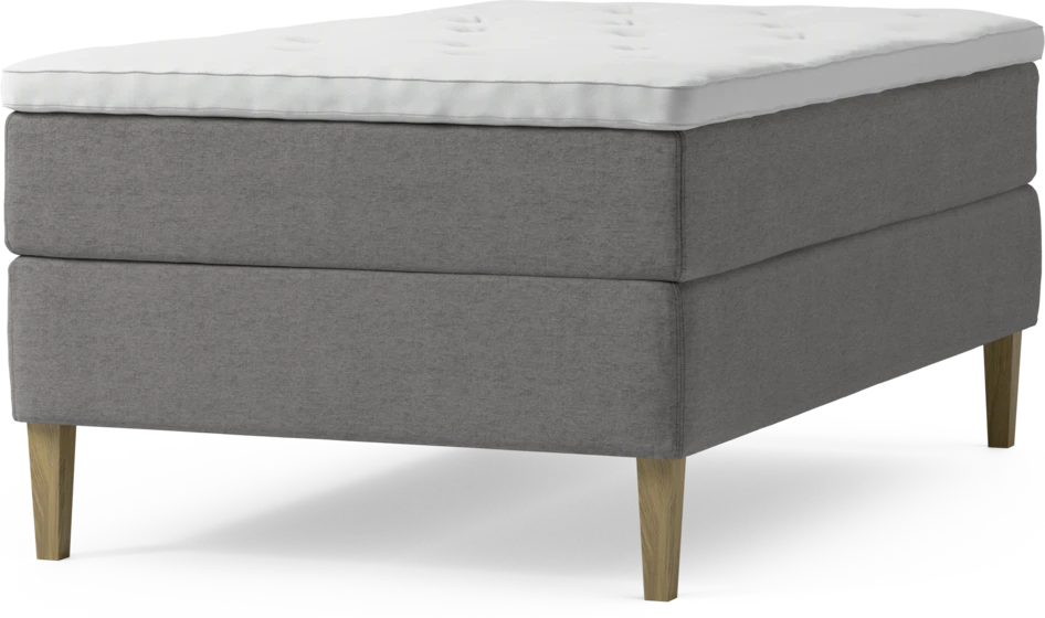 Delux Exclusive - Kontinentalsäng, enkelsäng 120 cm med bäddmadrass och sängben - Grå
