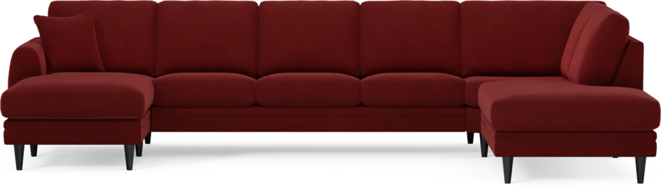 Eden - 3-sits soffa med schäslong vänster och divan höger - Röd
