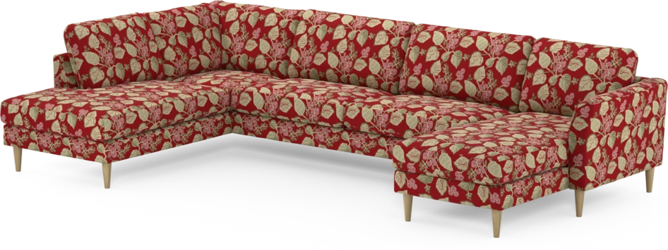Bridge - 3-sits soffa med divan vänster och schäslong höger - Röd