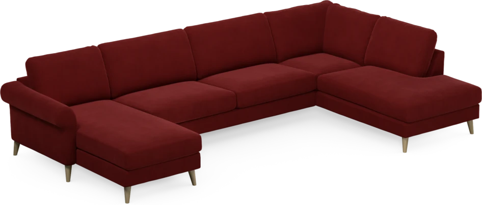 Bridge - 3-sits soffa med schäslong vänster och divan höger - Röd