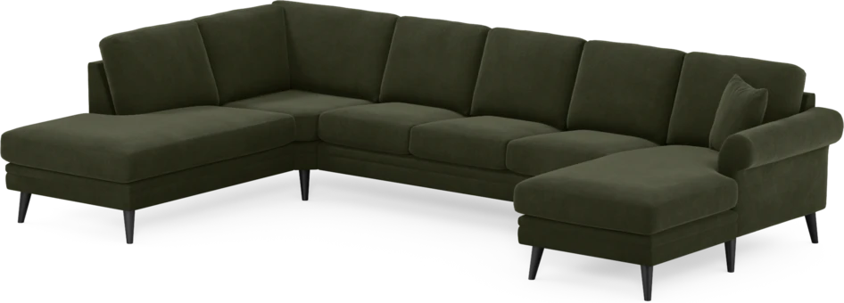 Eden - 3-sits soffa med divan vänster och schäslong höger - Grön