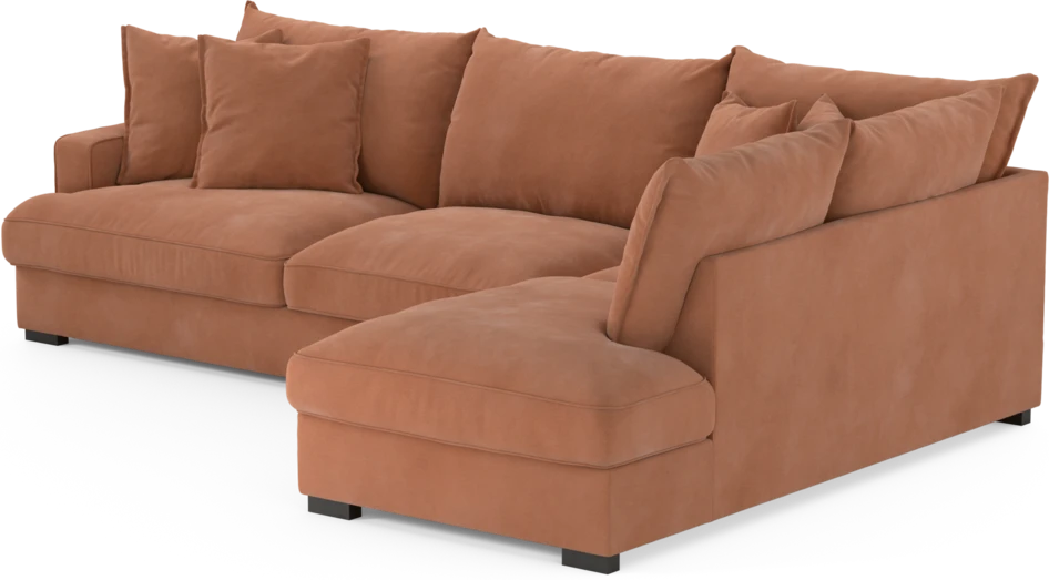 Mila - 3-sits soffa med divan höger - Orange