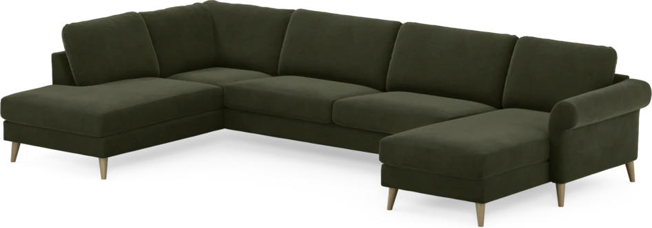 Bridge - 3-sits soffa med divan vänster och schäslong höger - Grön