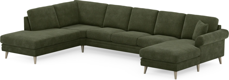Eden - 3-sits soffa med divan vänster och schäslong höger - Grön