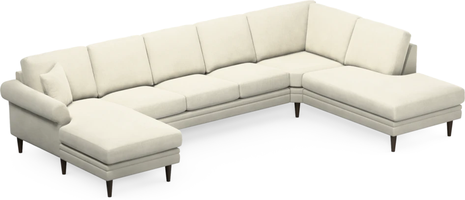 Eden - 3-sits soffa med schäslong vänster och divan höger - Vit