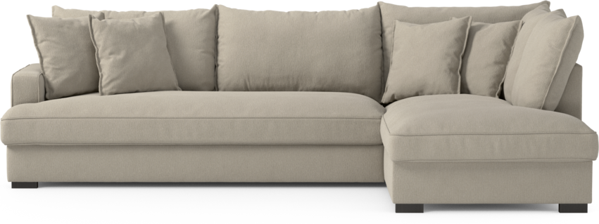 Mila - 3-sits soffa med divan höger, hel dyna - Grå