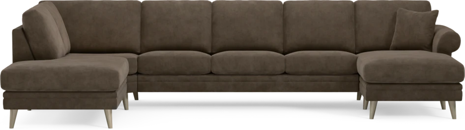 Eden - 3-sits soffa med divan vänster och schäslong höger - Brun