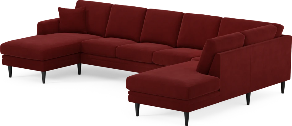 Eden - 3-sits soffa med schäslong vänster och divan höger - Röd