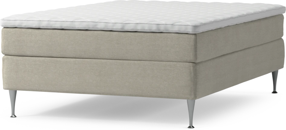 Delux Sense - Kontinentalsäng, enkelsäng 140 cm med bäddmadrass och sängben - Beige