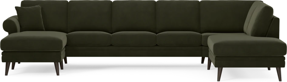 Eden - 3-sits soffa med schäslong vänster och divan höger - Grön