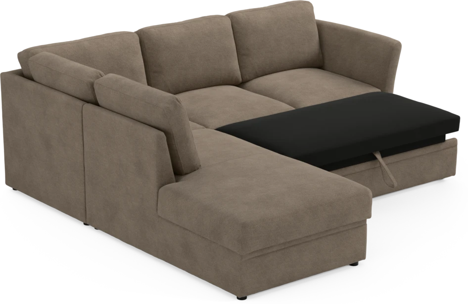 Öland - Bäddsoffa med divan vänster - Brun