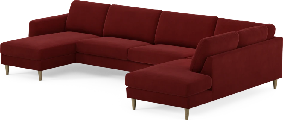 Bridge - 3-sits soffa med schäslong vänster och divan höger - Röd