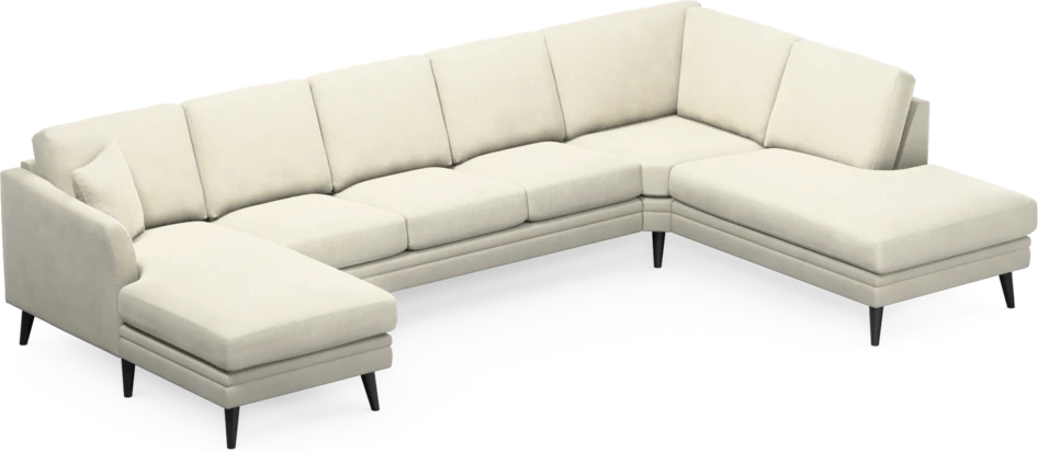 Eden - 3-sits soffa med schäslong vänster och divan höger - Vit