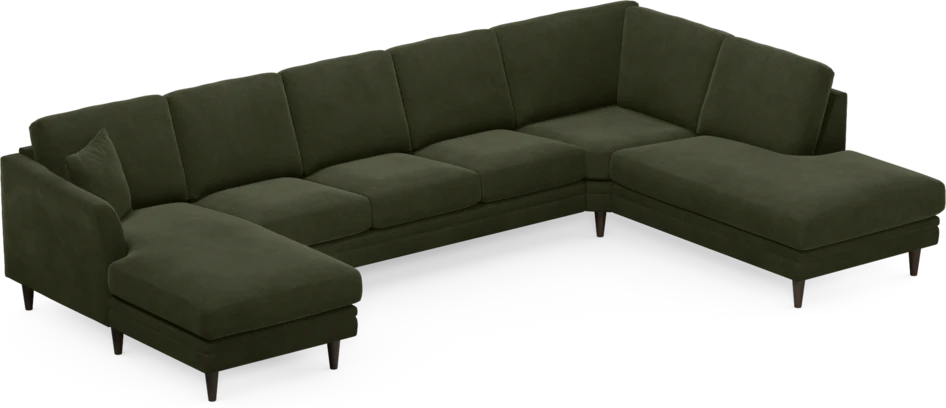 Eden - 3-sits soffa med schäslong vänster och divan höger - Grön