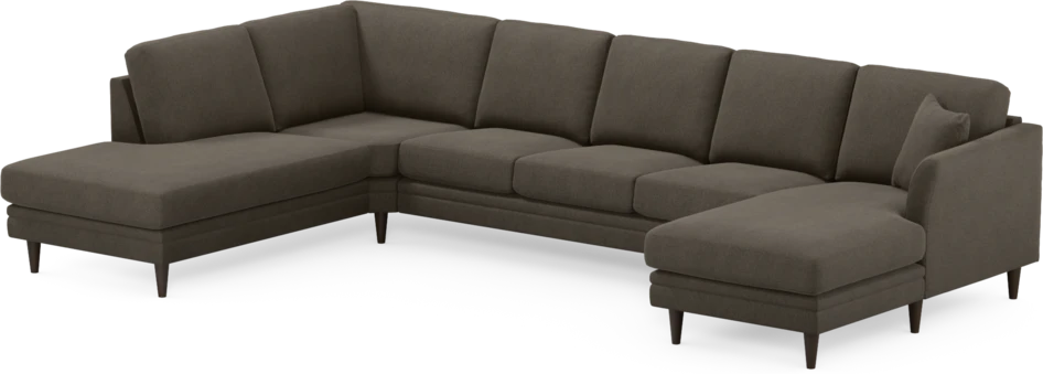 Eden - 3-sits soffa med divan vänster och schäslong höger - Brun