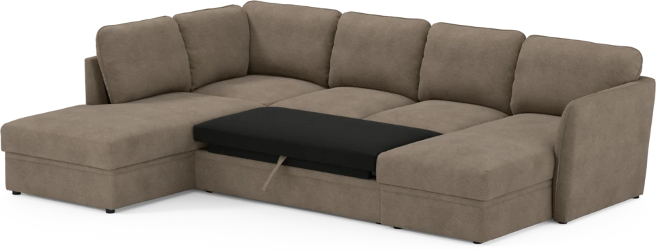 Öland - Bäddsoffa med divan vänster och schäslong höger - Brun