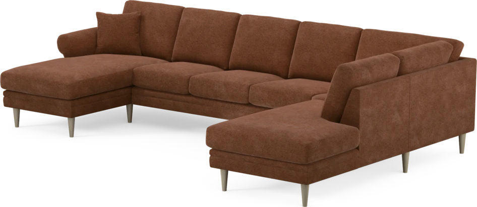 Eden - 3-sits soffa med schäslong vänster och divan höger - Orange