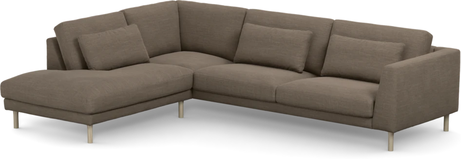 Willow - 3-sits soffa med divan vänster, fast klädsel - Brun