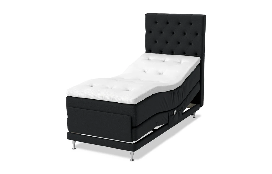 Dream Delux - Ställbar säng, enkelsäng med bäddmadrass Sleep Delux vit - Svart