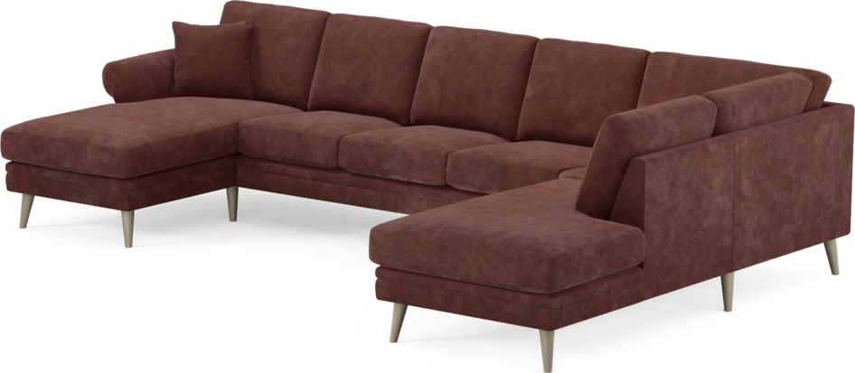 Eden - 3-sits soffa med schäslong vänster och divan höger - Röd