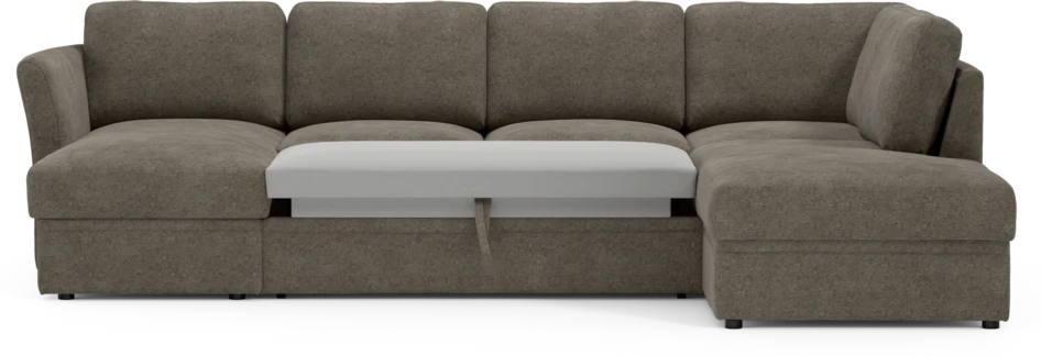 Öland - Bäddsoffa med schäslong vänster och divan höger - Brun