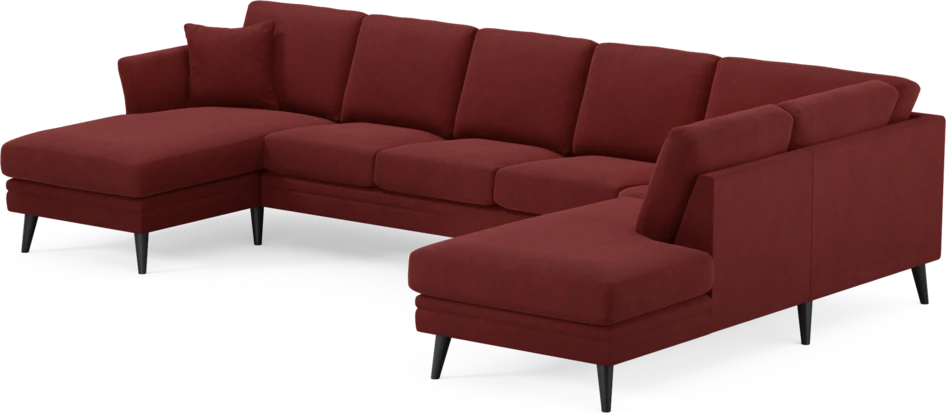 Eden - 3-sits soffa med schäslong vänster och divan höger - Röd