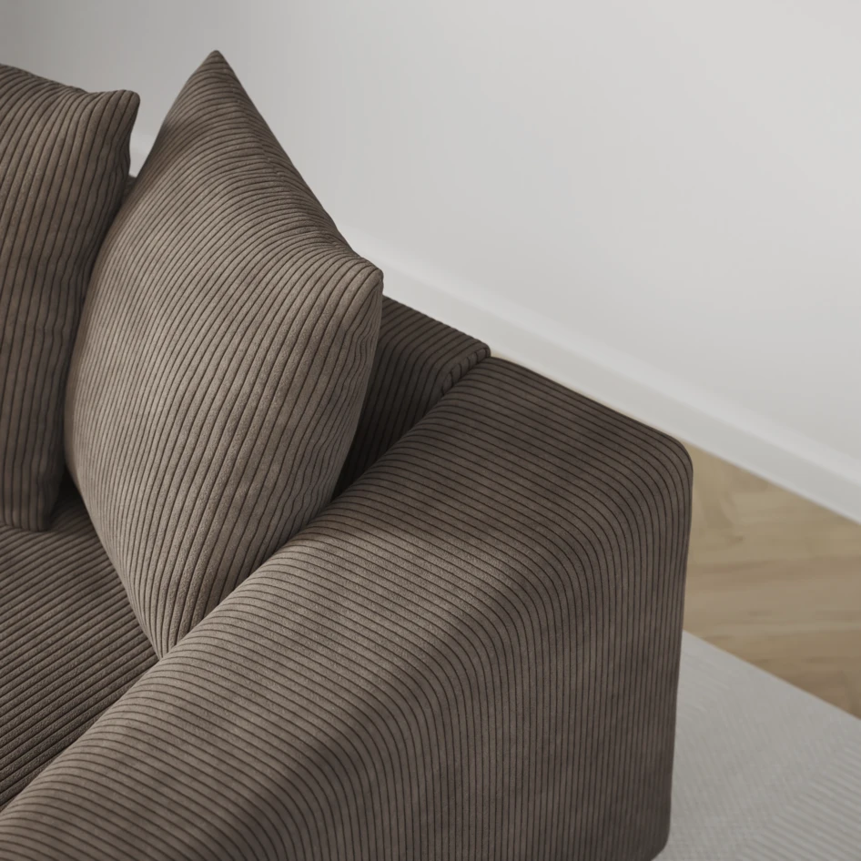 Town - 3-sits soffa med schäslong höger - Brun