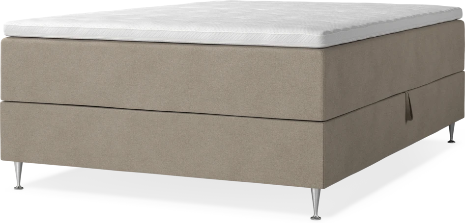 New York - Förvaringssäng, enkelsäng med bäddmadrass och sängben - Beige