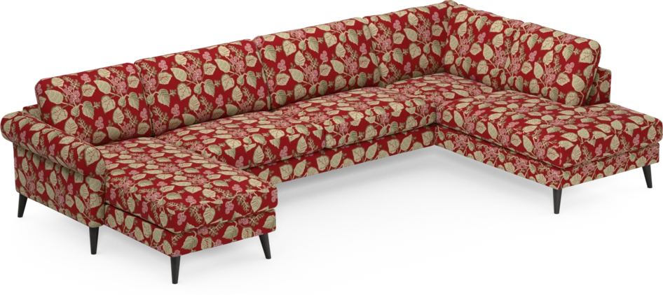 Bridge - 3-sits soffa med schäslong vänster och divan höger - Röd