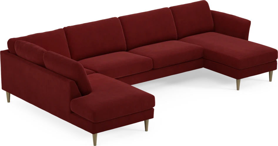 Bridge - 3-sits soffa med divan vänster och schäslong höger - Röd