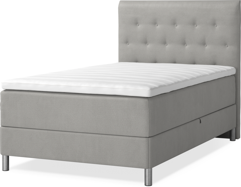 Roma Family - Förvaringssäng, enkelsäng med bäddmadrass och pikerad sänggavel - Grå