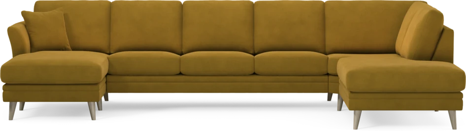 Eden - 3-sits soffa med schäslong vänster och divan höger - Gul