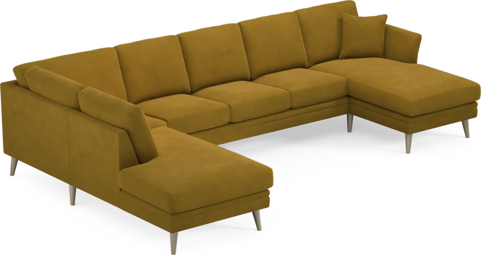 Eden - 3-sits soffa med divan vänster och schäslong höger - Gul