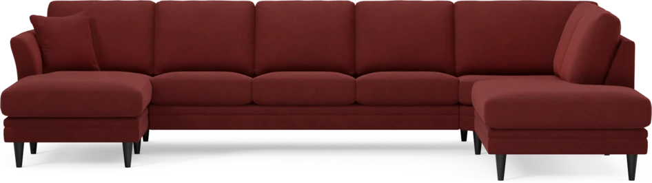 Eden - 3-sits soffa med schäslong vänster och divan höger - Röd