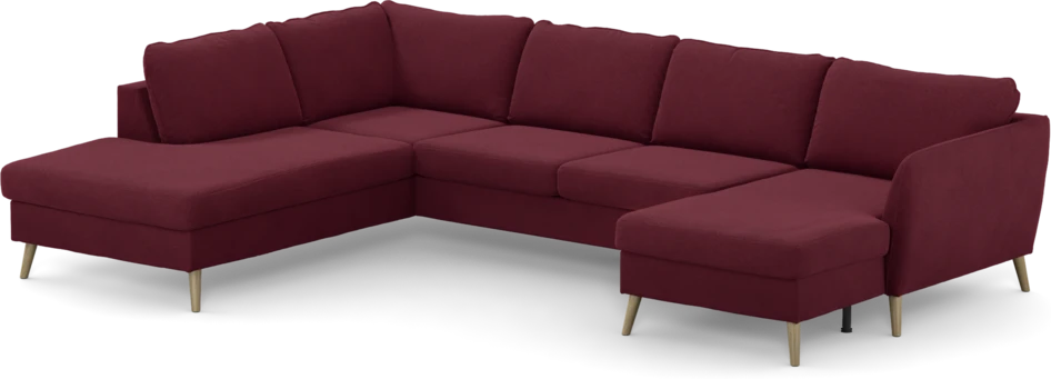 County - 3-sits soffa med divan vänster och schäslong höger - Röd