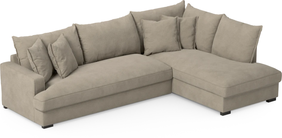 Mila - 3-sits soffa med divan höger, hel dyna - Beige