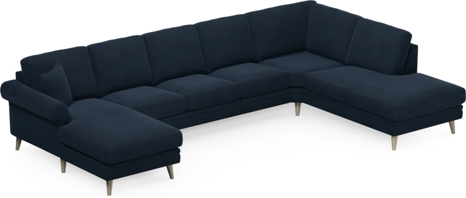 Eden - 3-sits soffa med schäslong vänster och divan höger - Blå