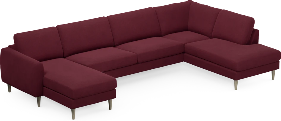 Bridge - 3-sits soffa med schäslong vänster och divan höger - Röd