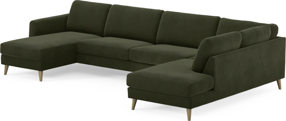 Bridge - 3-sits soffa med schäslong vänster och divan höger - Grön