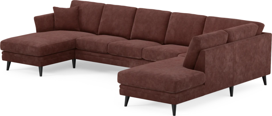 Eden - 3-sits soffa med schäslong vänster och divan höger - Röd
