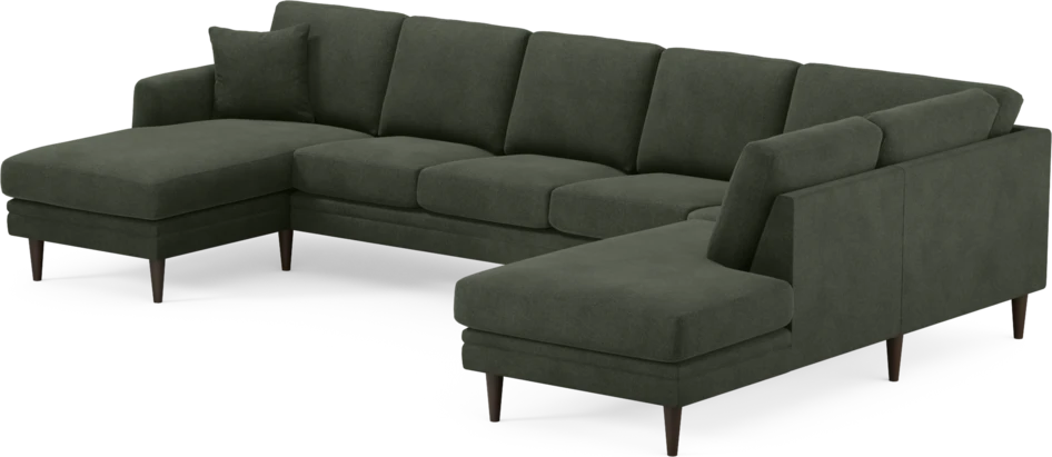 Eden - 3-sits soffa med schäslong vänster och divan höger - Grön