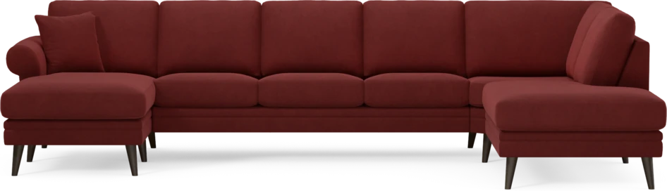 Eden - 3-sits soffa med schäslong vänster och divan höger - Röd